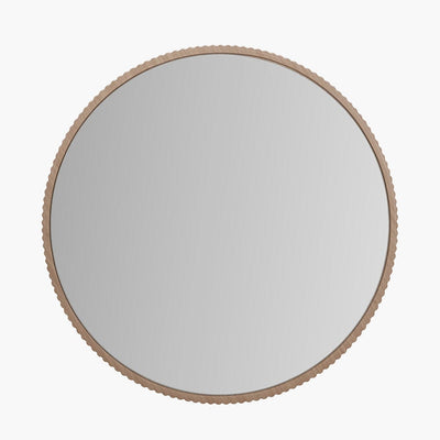 Pacific Lifestyle Living Natural Oak Wood Veneer Textured Edge Round Wall Mirror House of Isabella UK