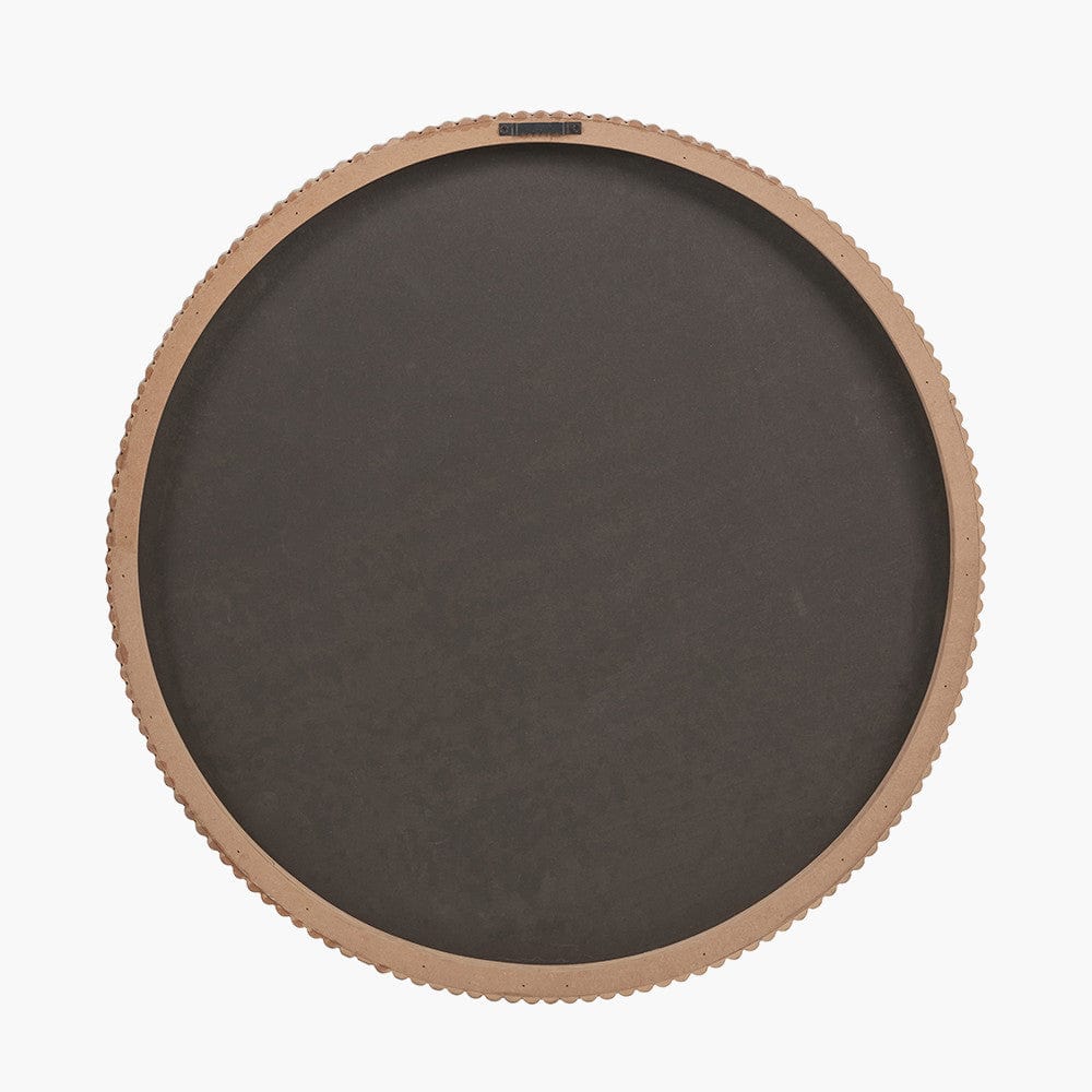 Pacific Lifestyle Living Natural Oak Wood Veneer Textured Edge Round Wall Mirror House of Isabella UK