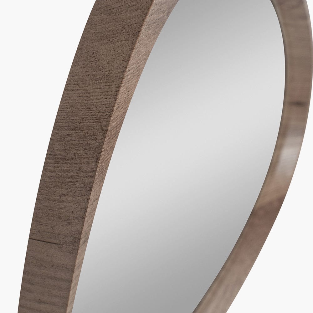 Natural Wood Veneer Curved Wall Mirror.
