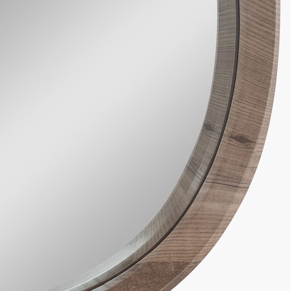 Natural Wood Veneer Curved Wall Mirror.