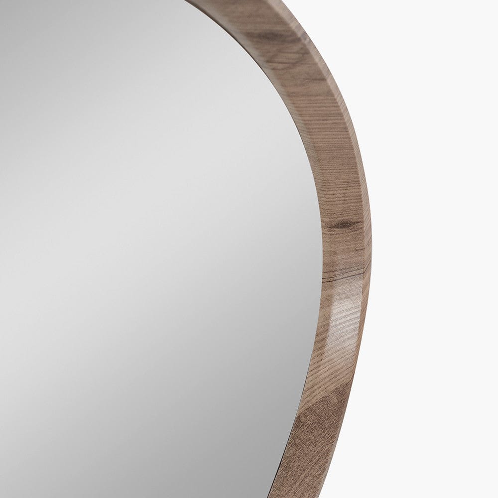 Natural Wood Veneer Curved Wall Mirror.