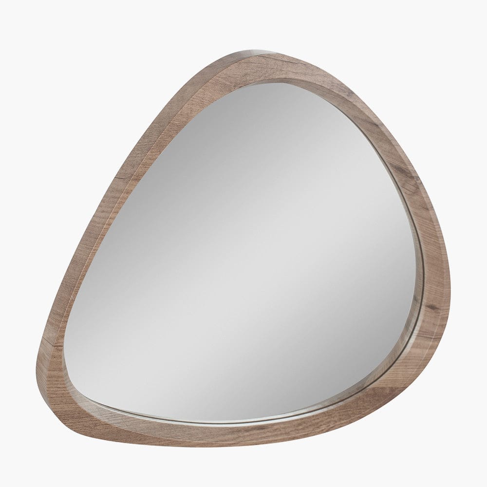 Natural Wood Veneer Curved Wall Mirror.