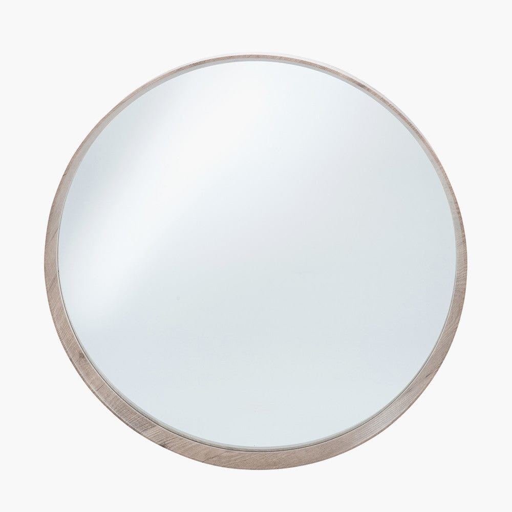 Natural Wood Veneer Deep Edge Round Wall Mirror Large.