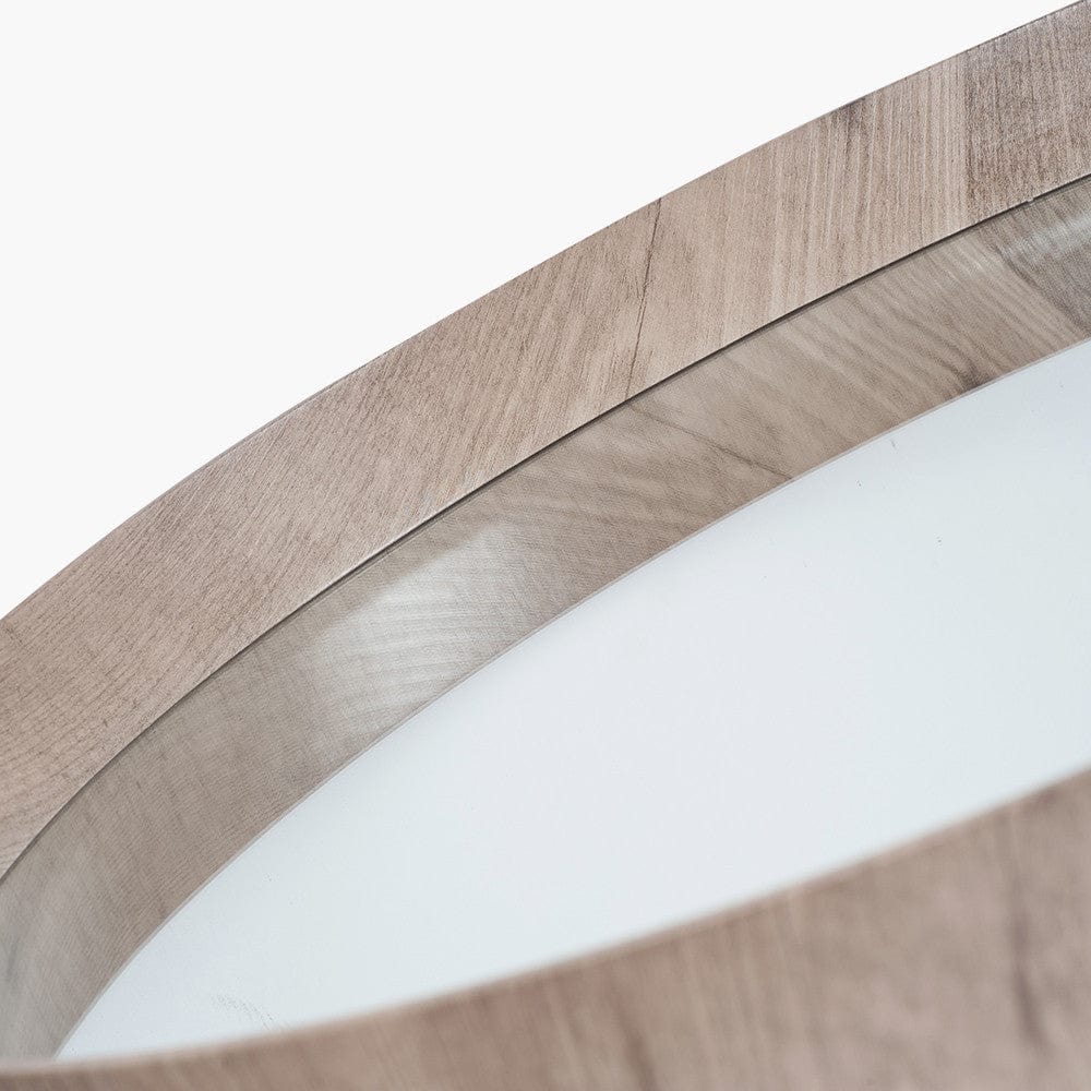 Natural Wood Veneer Deep Edge Round Wall Mirror Large.