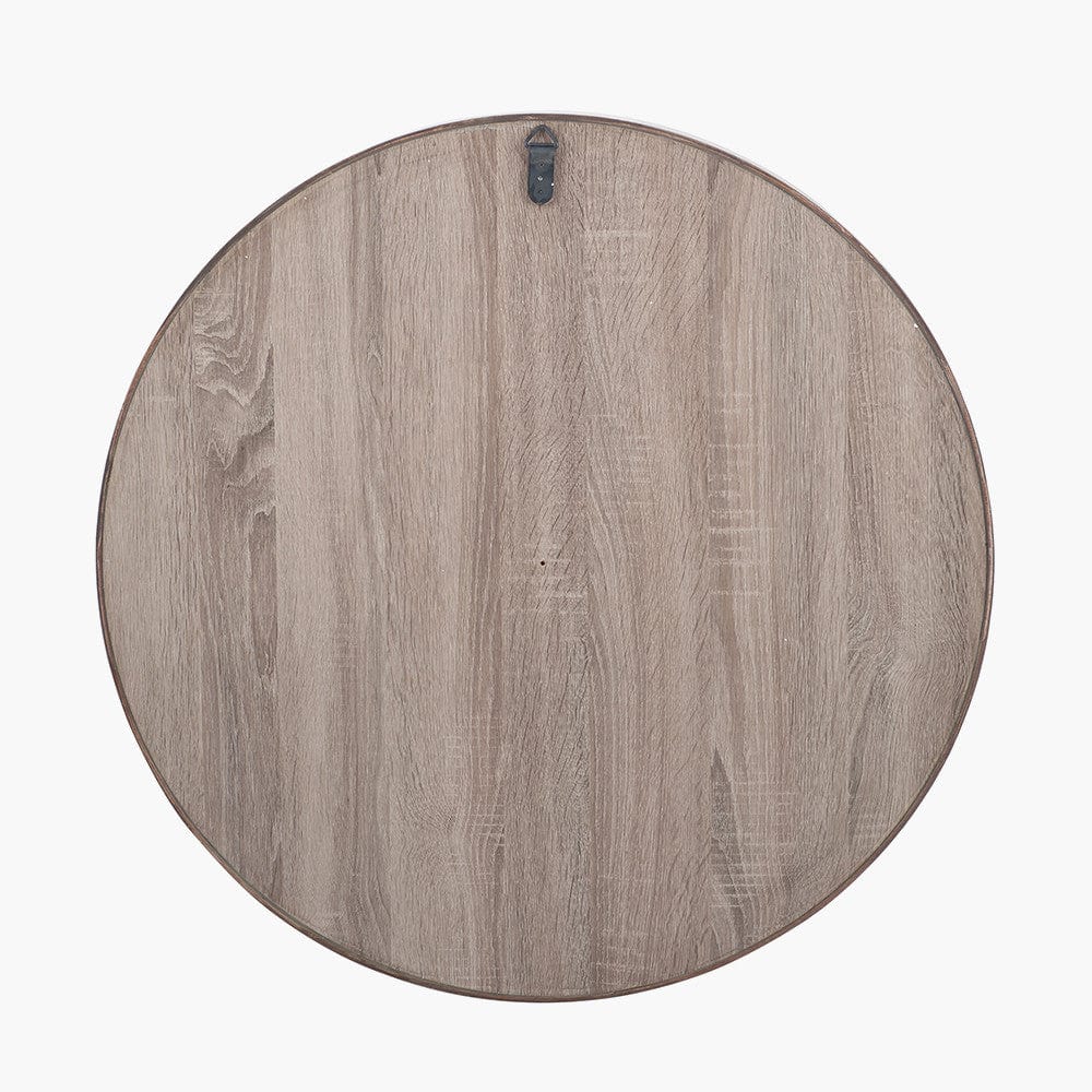 Natural Wood Veneer Deep Edge Round Wall Mirror Large.