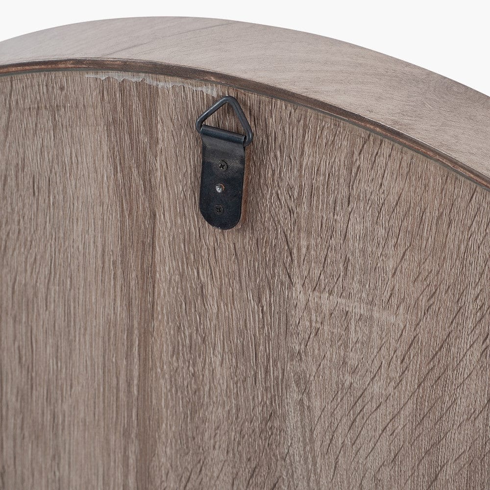 Natural Wood Veneer Deep Edge Round Wall Mirror Large.