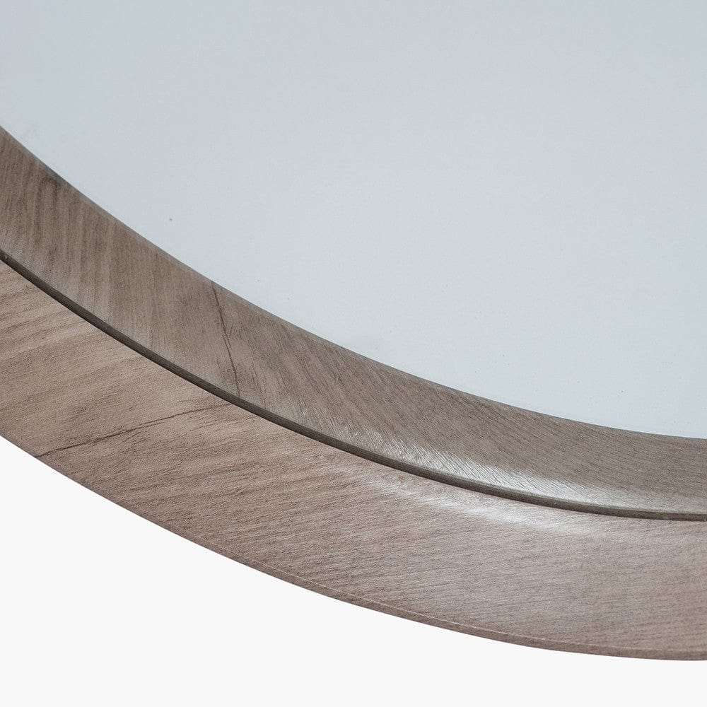 Natural Wood Veneer Deep Edge Round Wall Mirror Large.