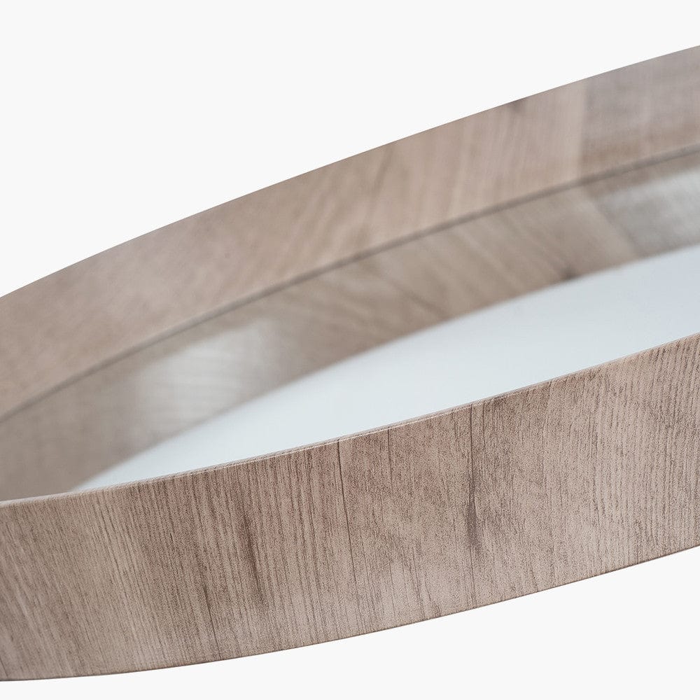 Natural Wood Veneer Deep Edge Round Wall Mirror Large.