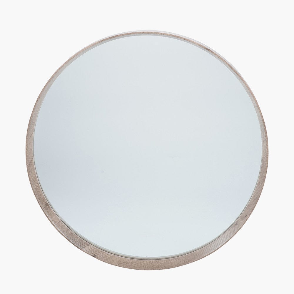 Natural Wood Veneer Deep Edge Round Wall Mirror Large.