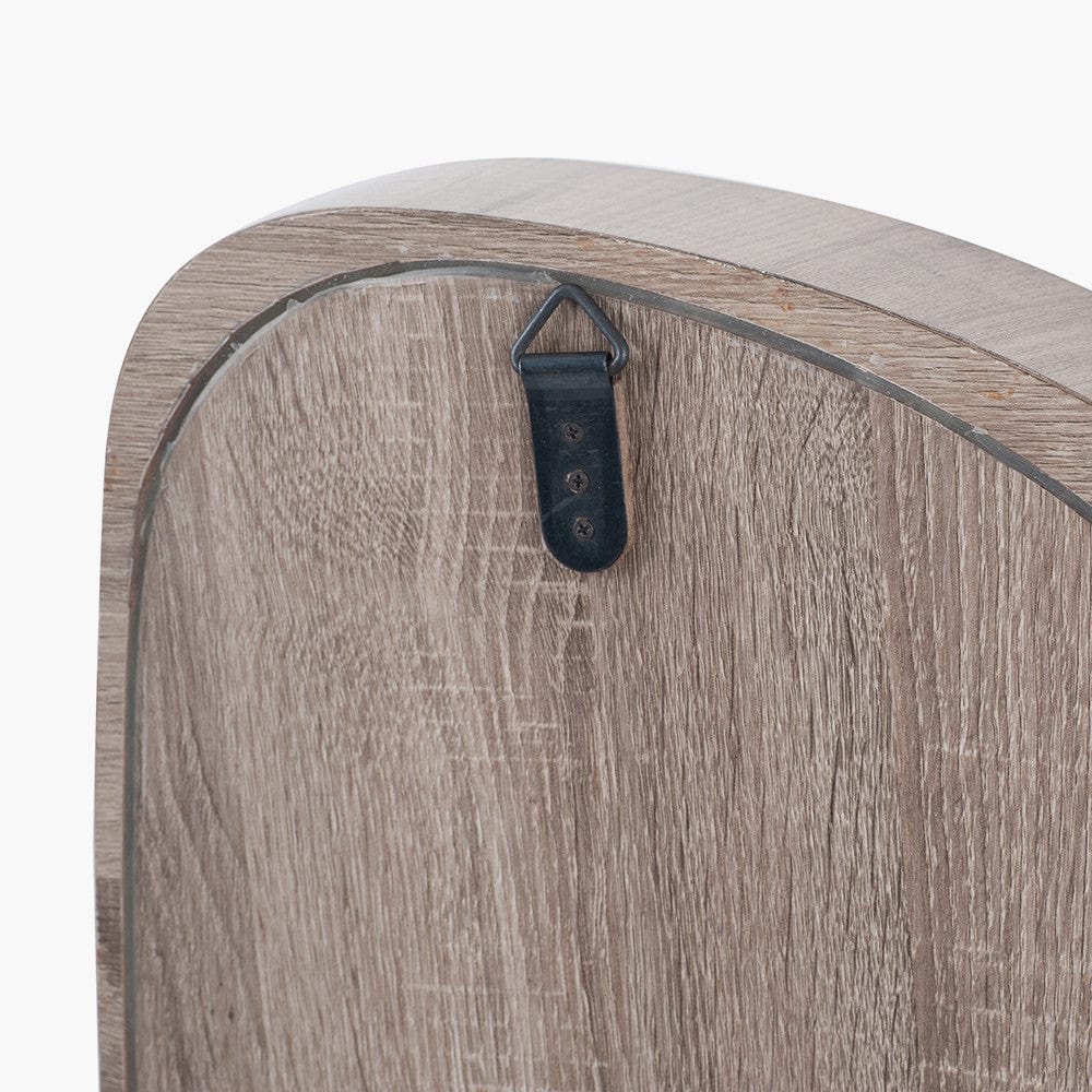 Natural Wood Veneer Teardrop Shaped Wall Mirror.