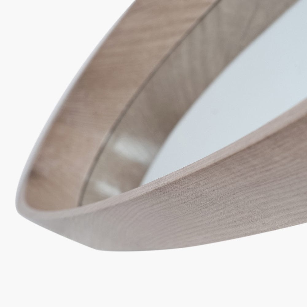 Natural Wood Veneer Teardrop Shaped Wall Mirror.