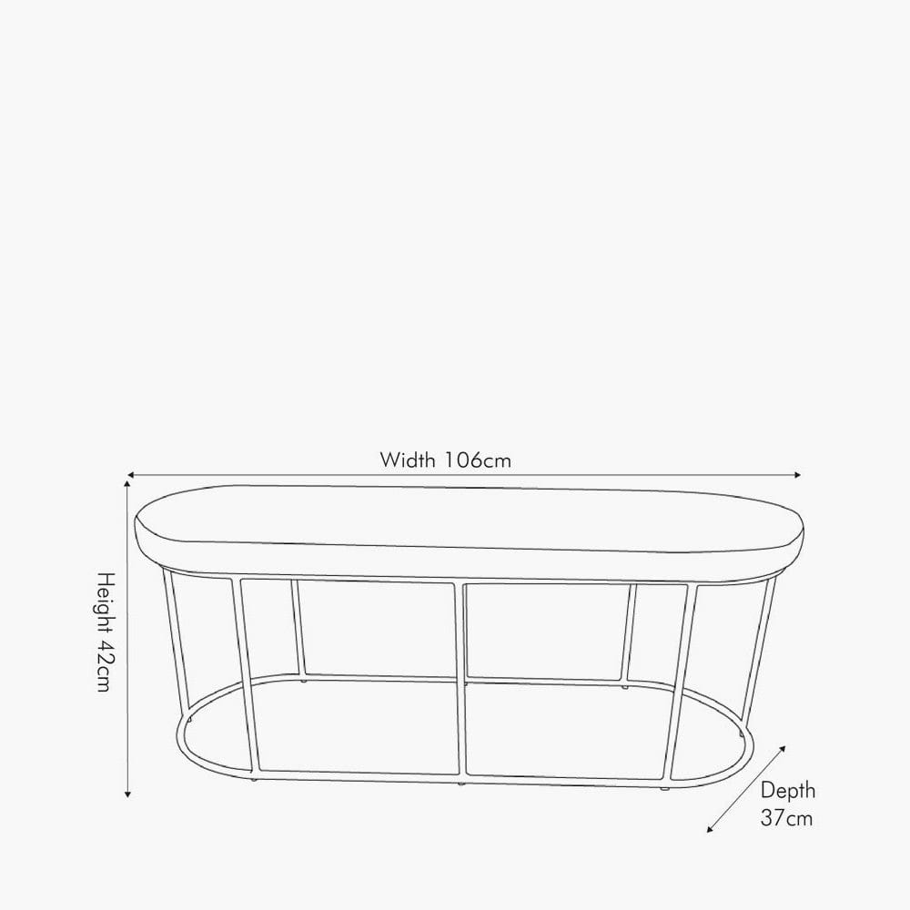 Nino Black Velvet Bench with Gold Metal Frame.