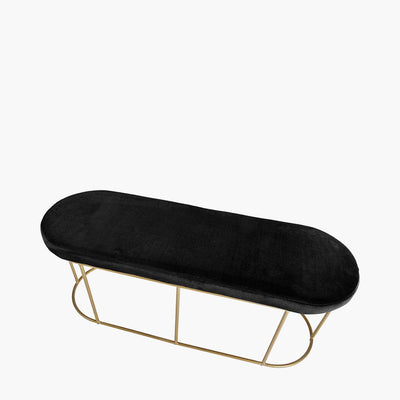 Pacific Lifestyle Living Nino Black Velvet Bench with Gold Metal Frame House of Isabella UK