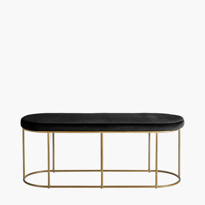 Pacific Lifestyle Living Nino Black Velvet Bench with Gold Metal Frame House of Isabella UK