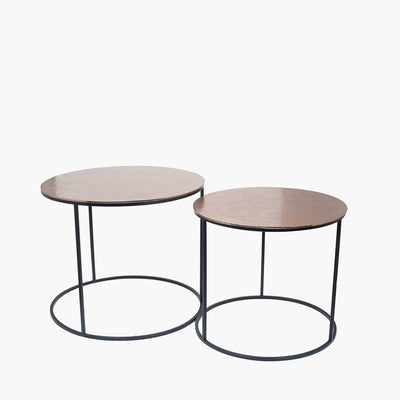 Pacific Lifestyle Living Panaji Black Iron & Gold Aluminium Set of 2 Round Tables House of Isabella UK