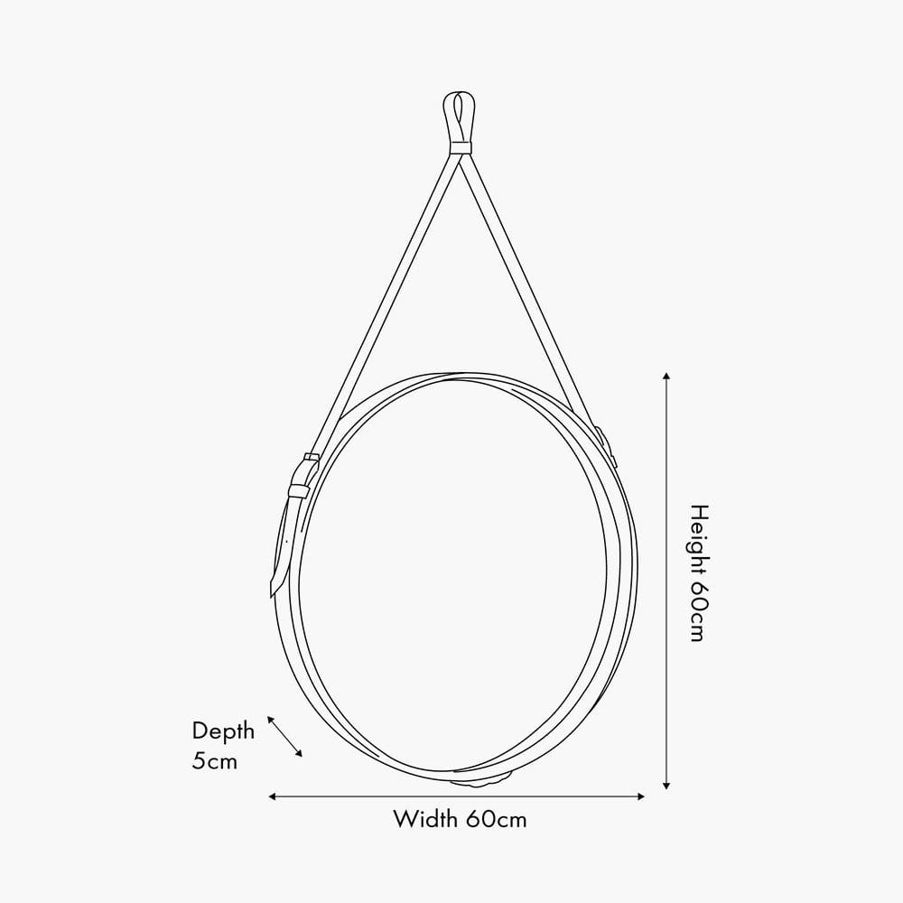 Peppercorn Leather Frame Round Wall Mirror.