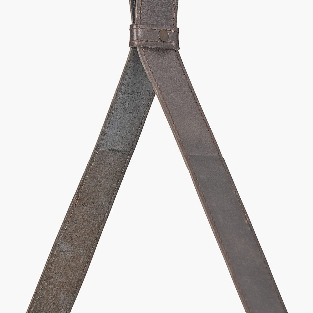 Peppercorn Leather Frame Round Wall Mirror.