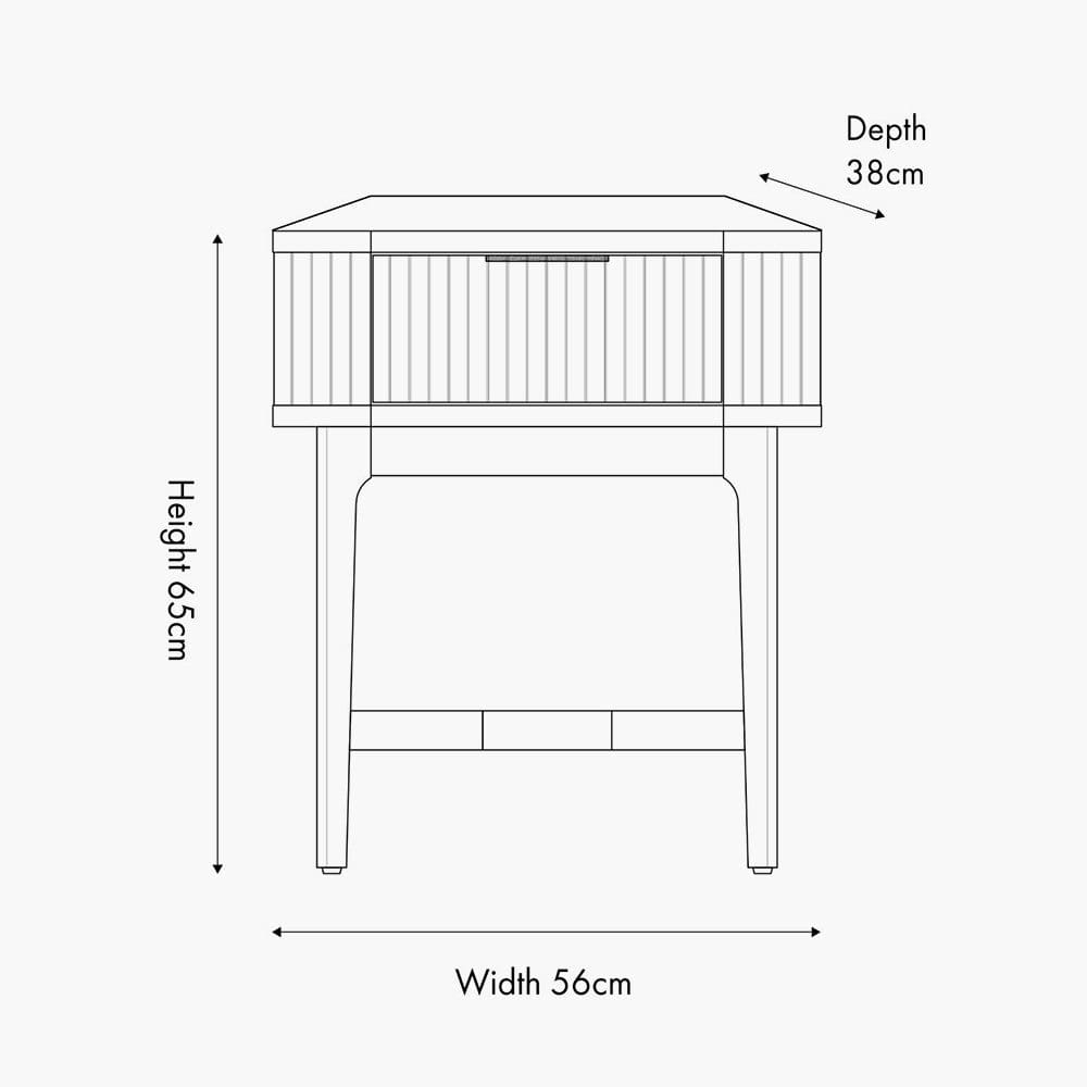 Raie Dark Brown Ribbed Oak and Pine Wood 1 Drawer Unit.