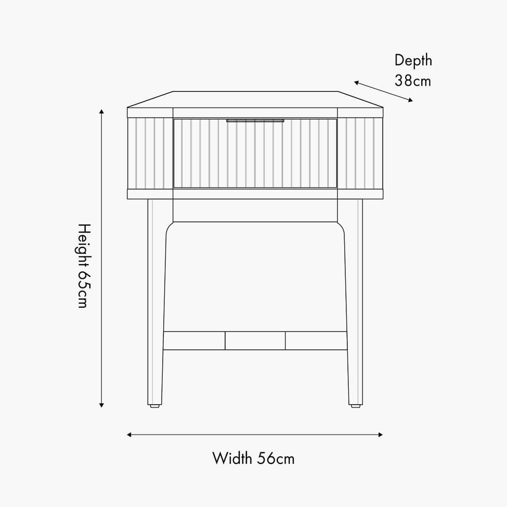 Pacific Lifestyle Living Raie Dark Brown Ribbed Oak and Pine Wood 1 Drawer Unit House of Isabella UK