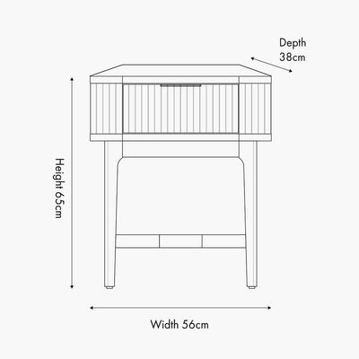 Pacific Lifestyle Living Raie Dark Brown Ribbed Oak and Pine Wood 1 Drawer Unit House of Isabella UK
