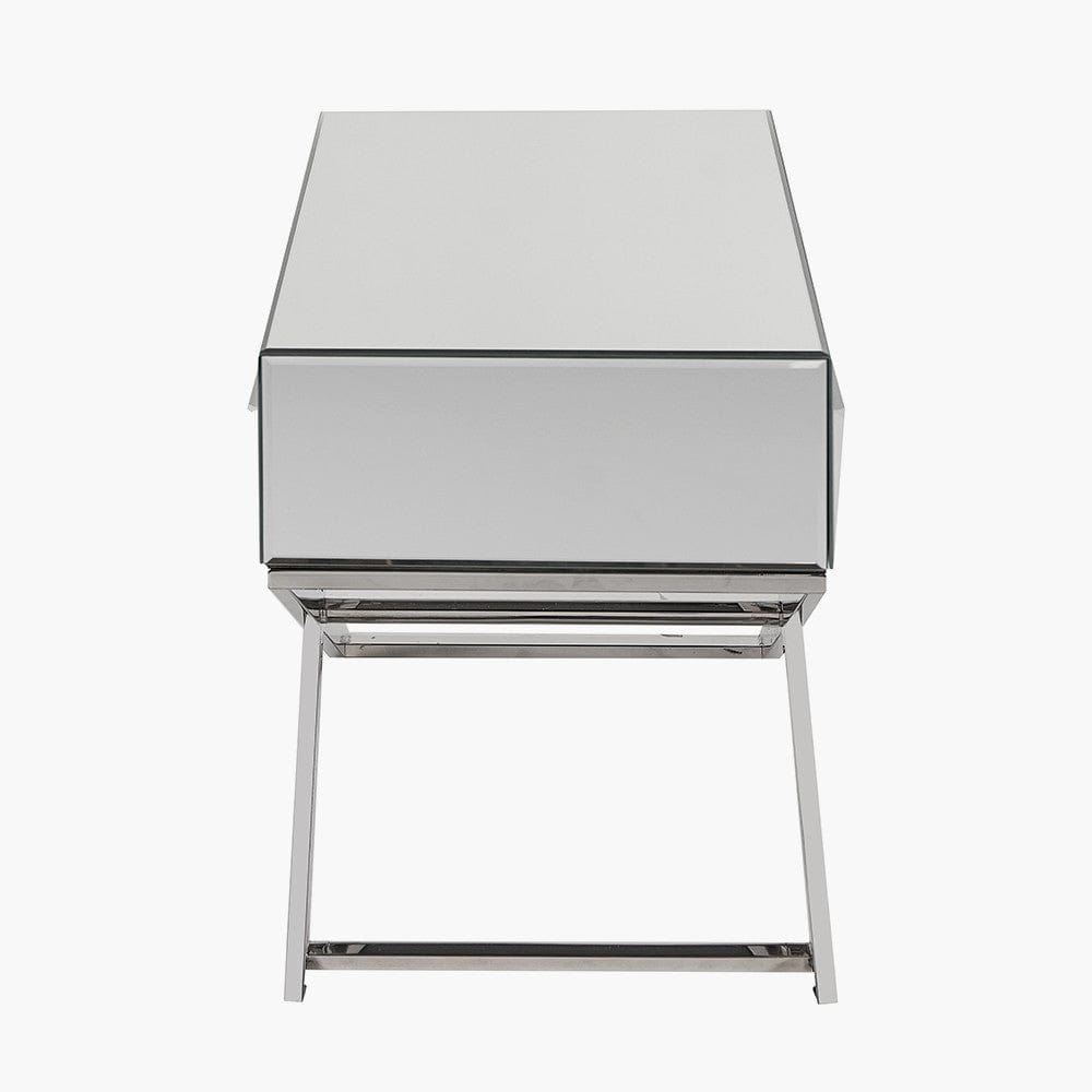 Rocco Silver Mirrored Glass and Metal Coffee Table.