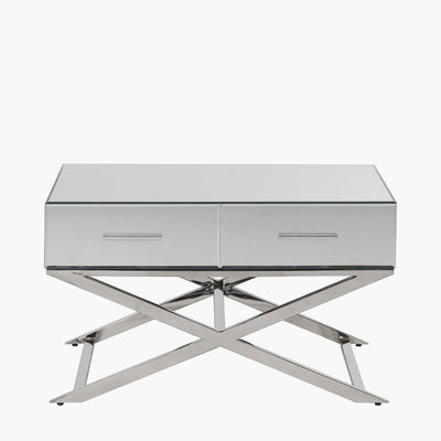 Pacific Lifestyle Living Rocco Silver Mirrored Glass and Metal Coffee Table House of Isabella UK