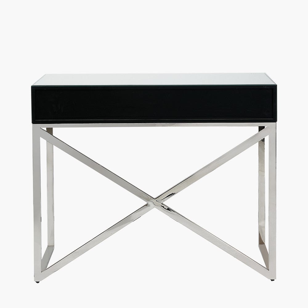 Rocco Silver Mirrored Glass and Metal Desk.