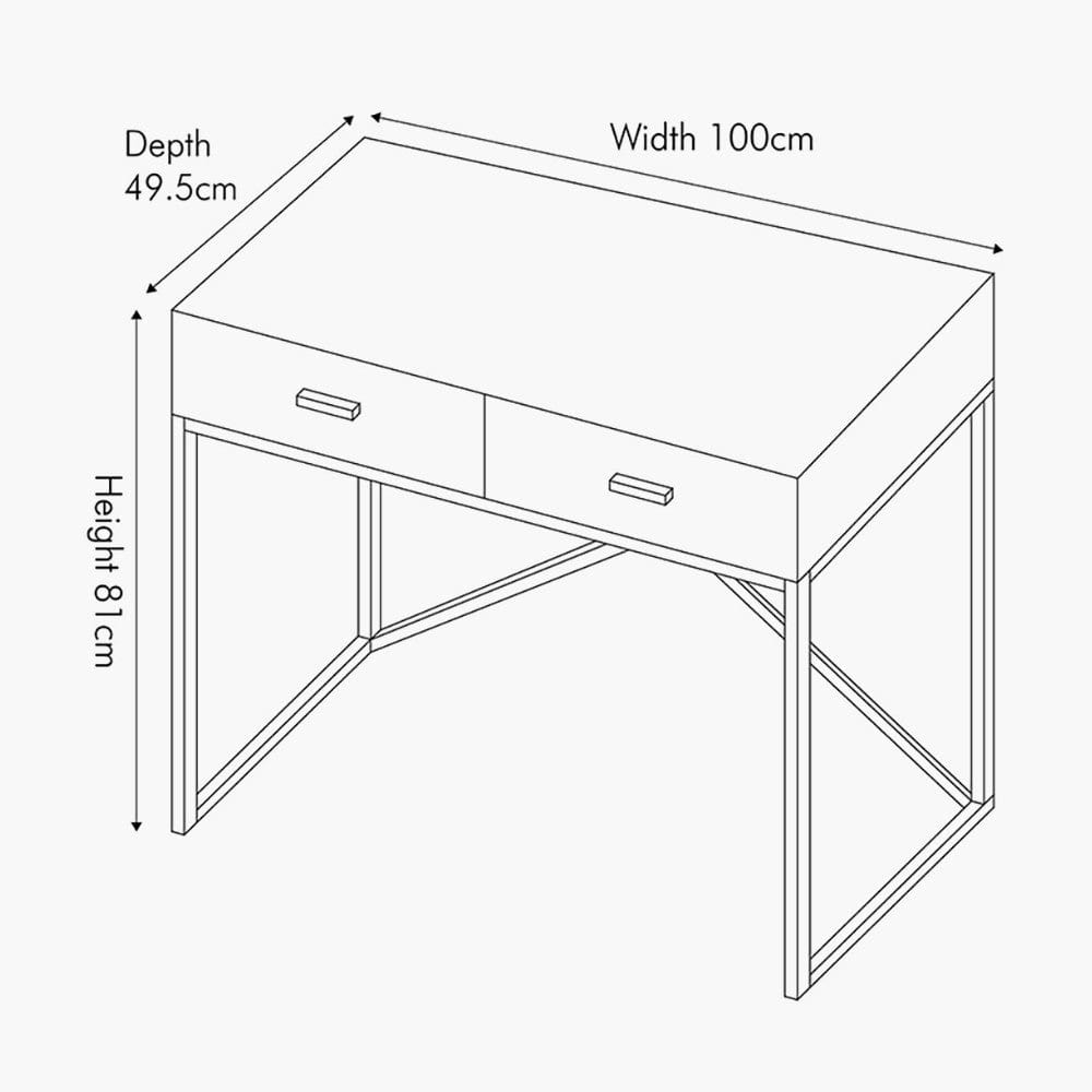 Rocco Silver Mirrored Glass and Metal Desk.