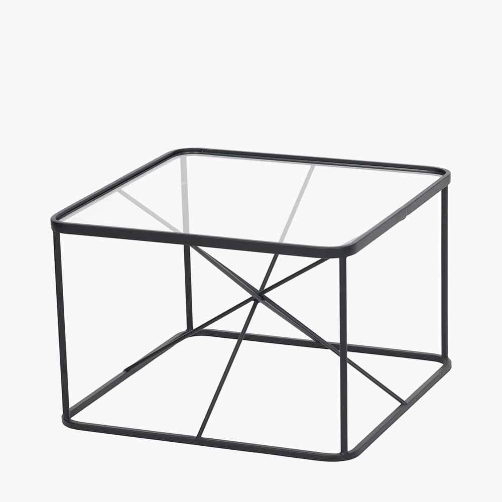 Roxy Glass and Black Metal Coffee Table.