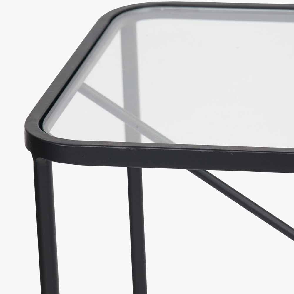 Roxy Glass and Black Metal Console Table.