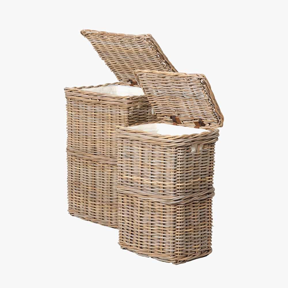 S/2 Grey Kubu Rectangular Linen Baskets.