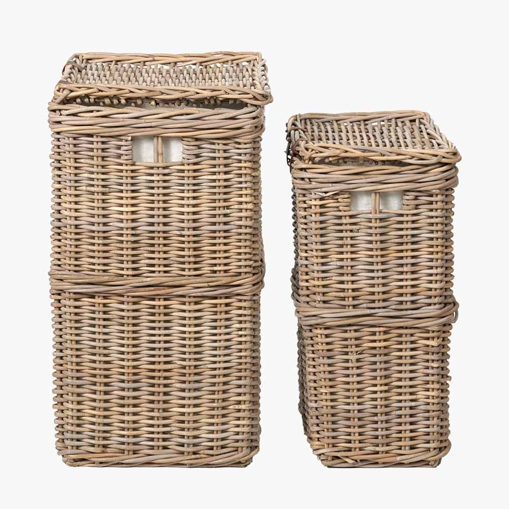 S/2 Grey Kubu Rectangular Linen Baskets.