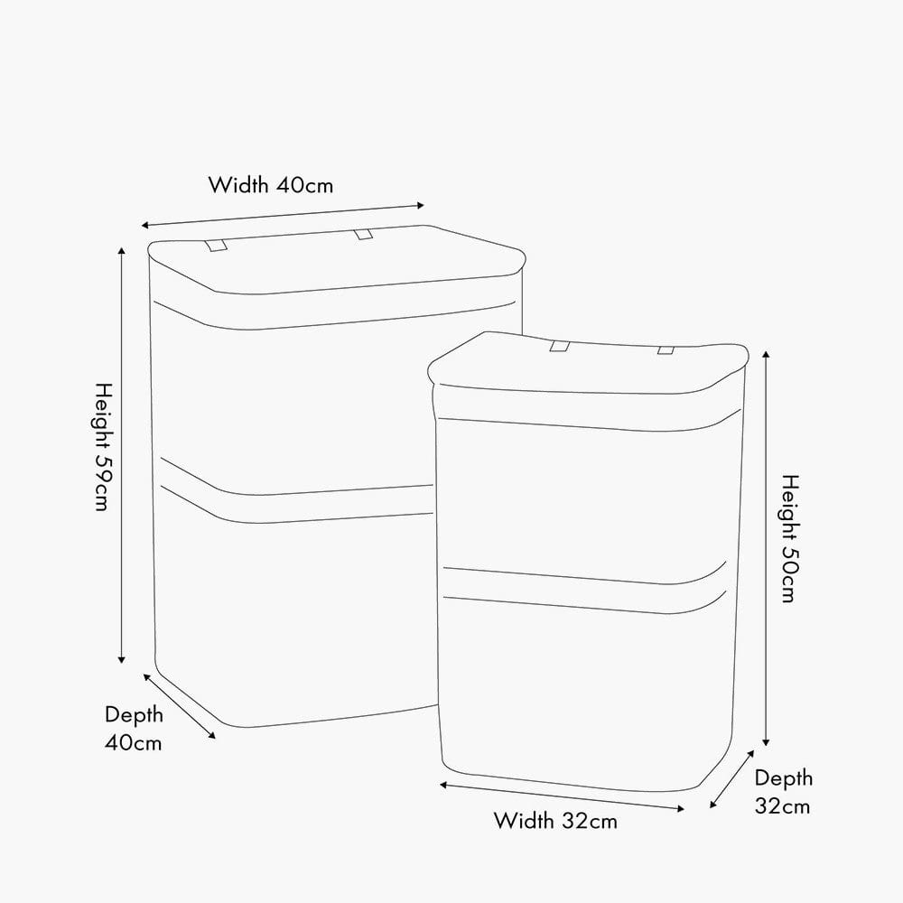 S/2 Grey Kubu Rectangular Linen Baskets.