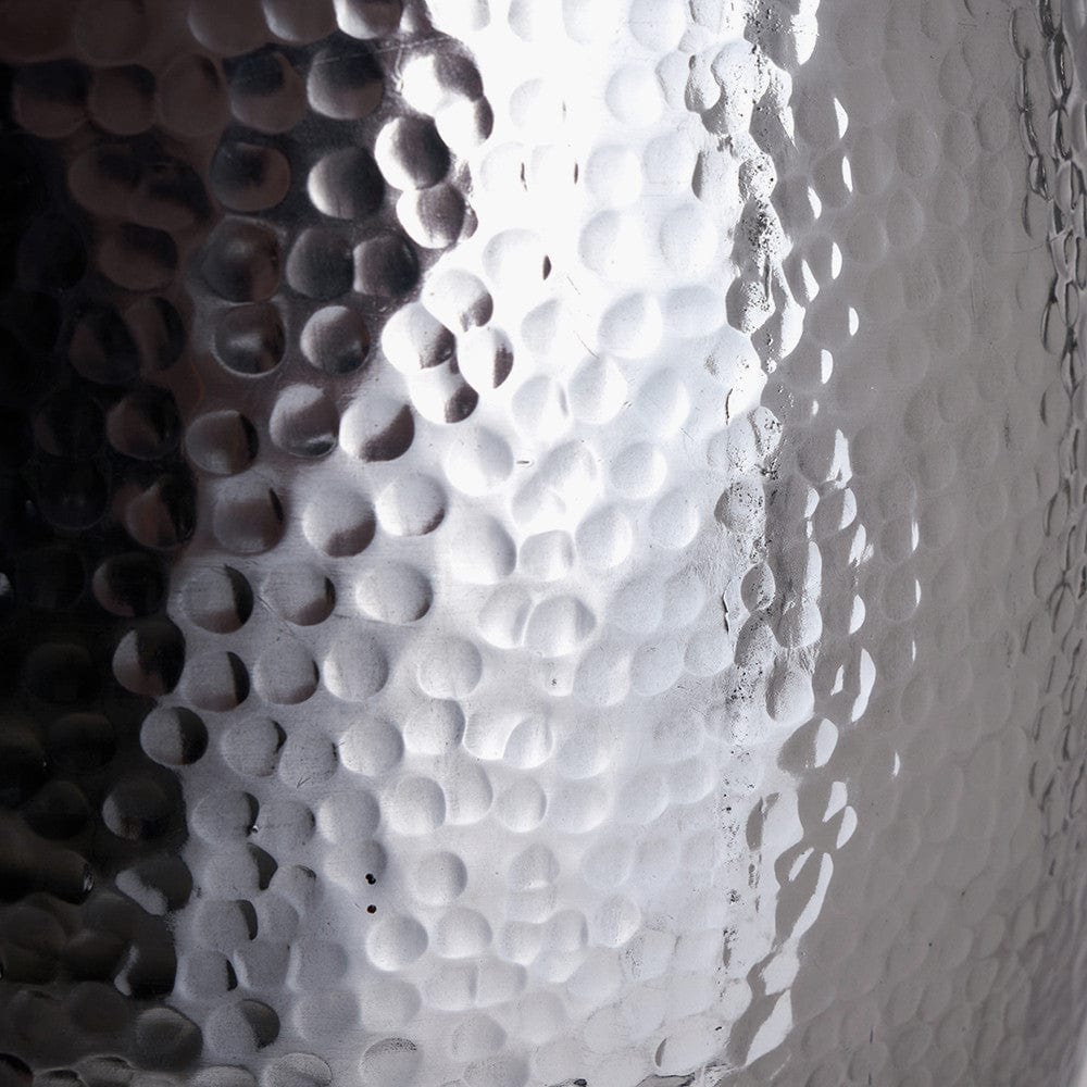 Sangli Polished Silver Hammered Metal Stool.