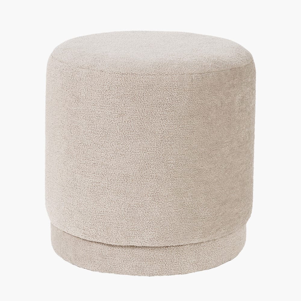 Pacific Lifestyle Living Sassari Taupe Teddy Fabric Cylinder Pouffe House of Isabella UK