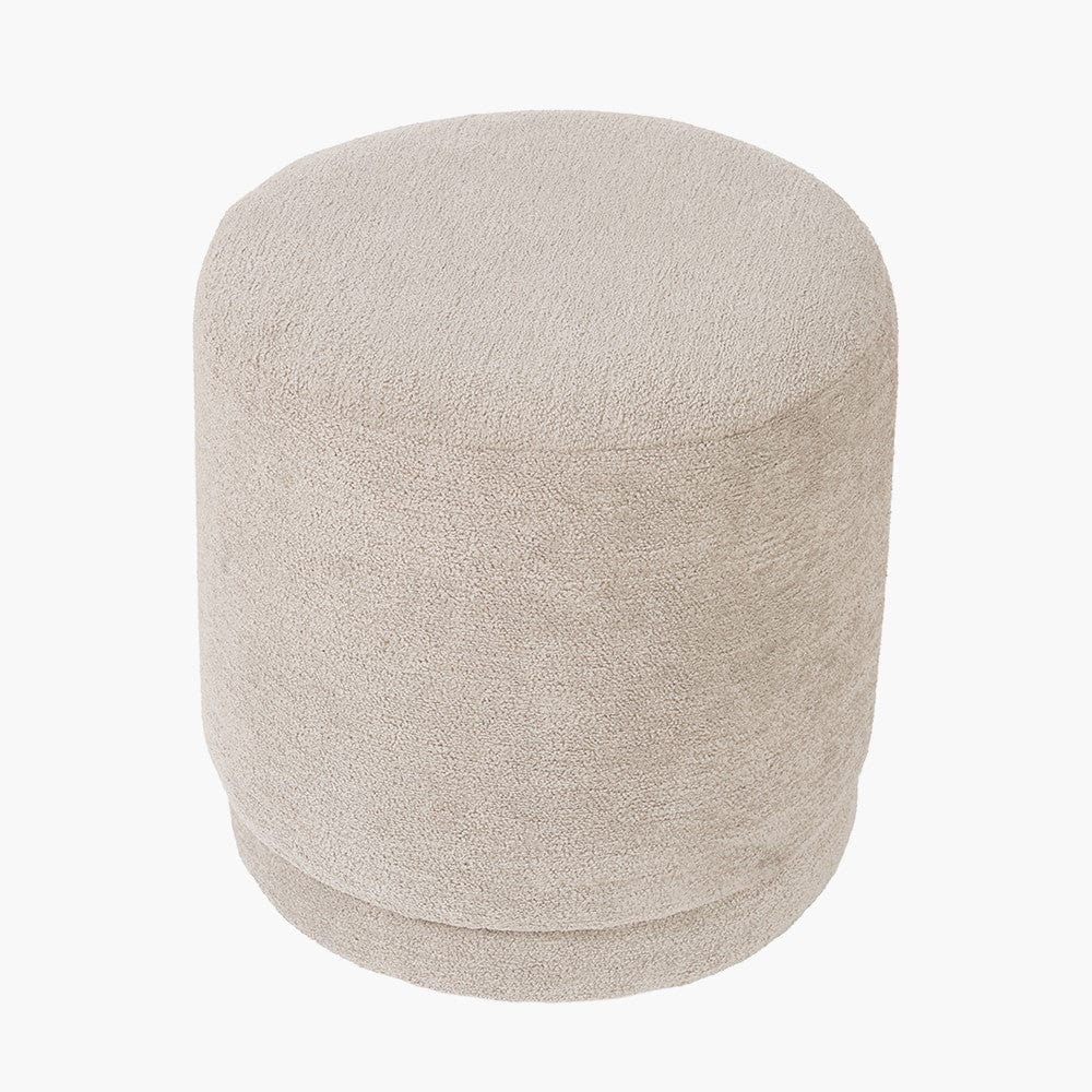 Sassari Taupe Teddy Fabric Cylinder Pouffe.