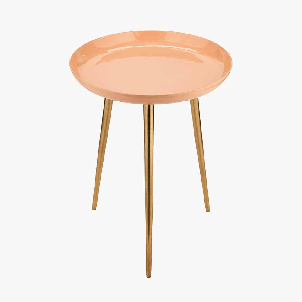 Pacific Lifestyle Living Seline Apricot Enamel and Gold Metal Side Table House of Isabella UK