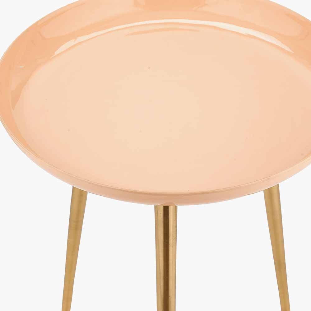 Pacific Lifestyle Living Seline Apricot Enamel and Gold Metal Side Table House of Isabella UK