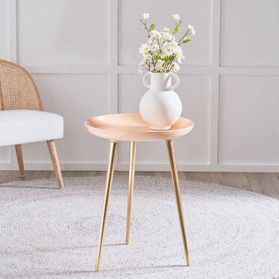 Pacific Lifestyle Living Seline Apricot Enamel and Gold Metal Side Table House of Isabella UK