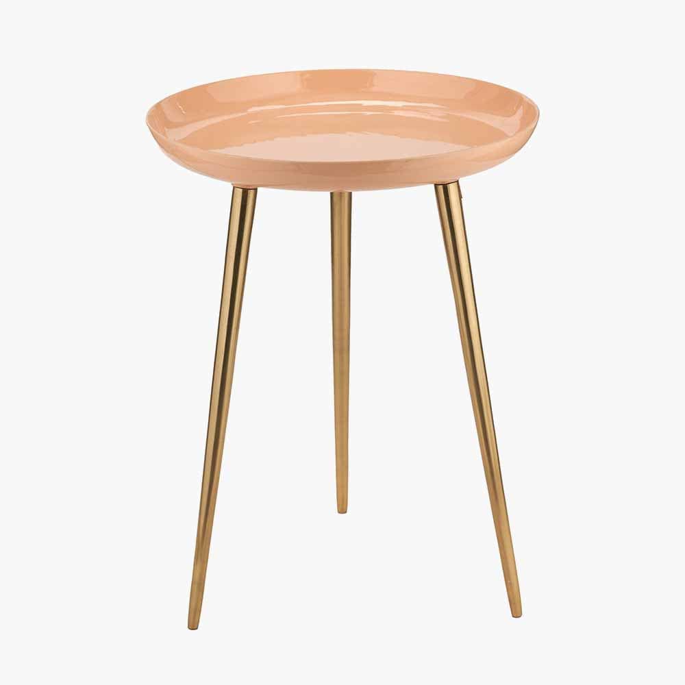 Pacific Lifestyle Living Seline Apricot Enamel and Gold Metal Side Table House of Isabella UK