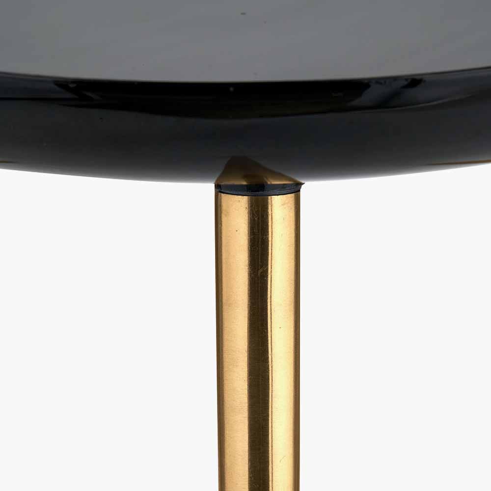 Seline Black Enamel and Gold Metal Side Table.