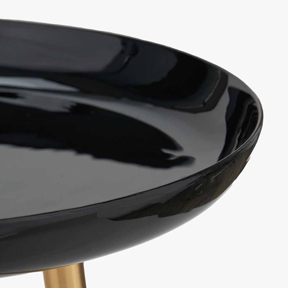 Seline Black Enamel and Gold Metal Side Table.