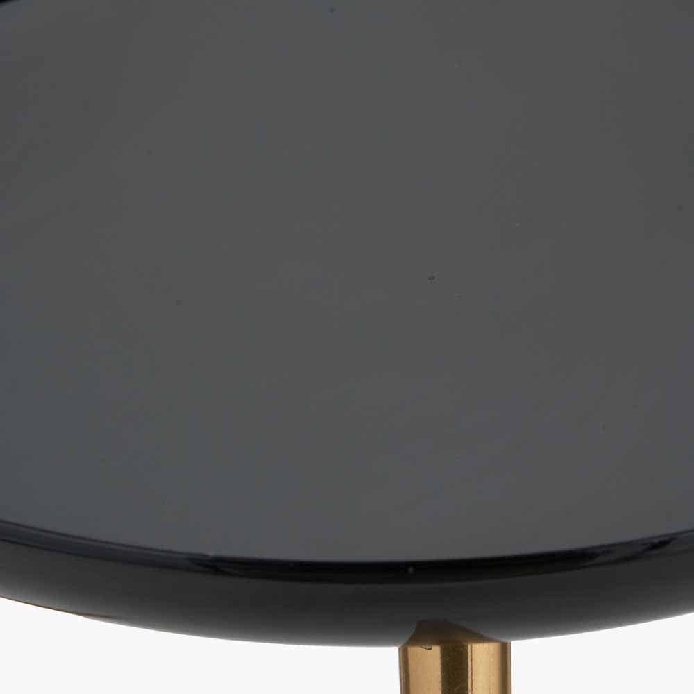 Seline Black Enamel and Gold Metal Side Table.