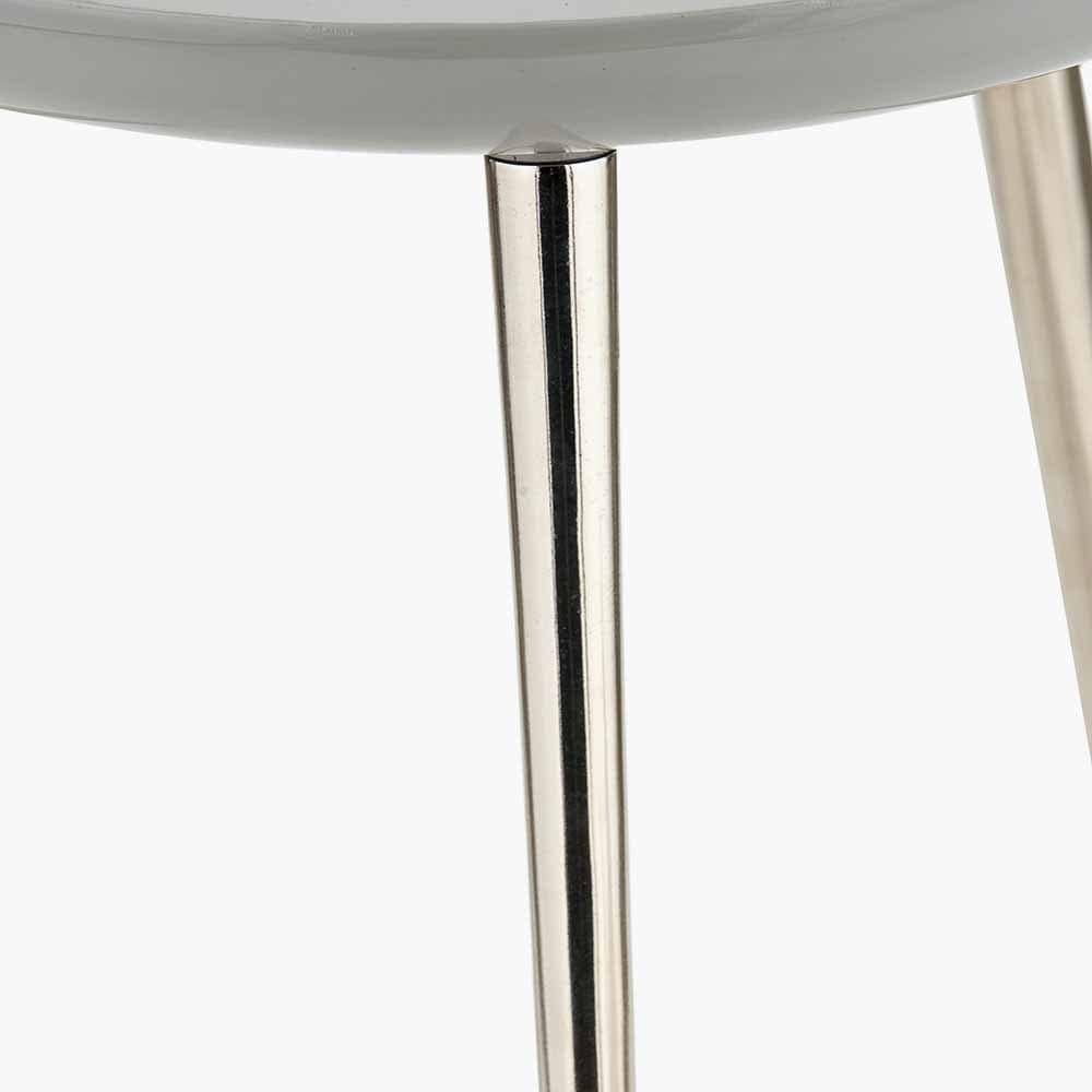 Seline Grey Enamel and Silver Metal Side Table.