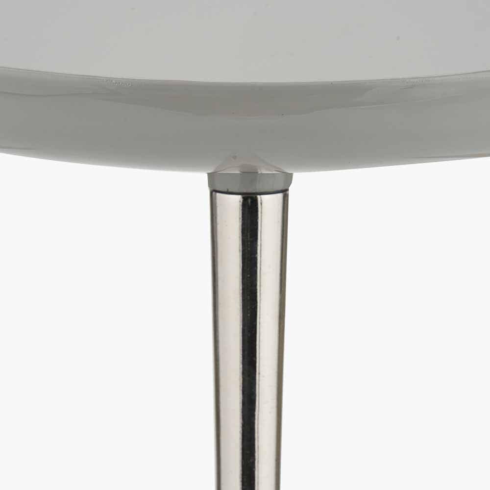 Seline Grey Enamel and Silver Metal Side Table.