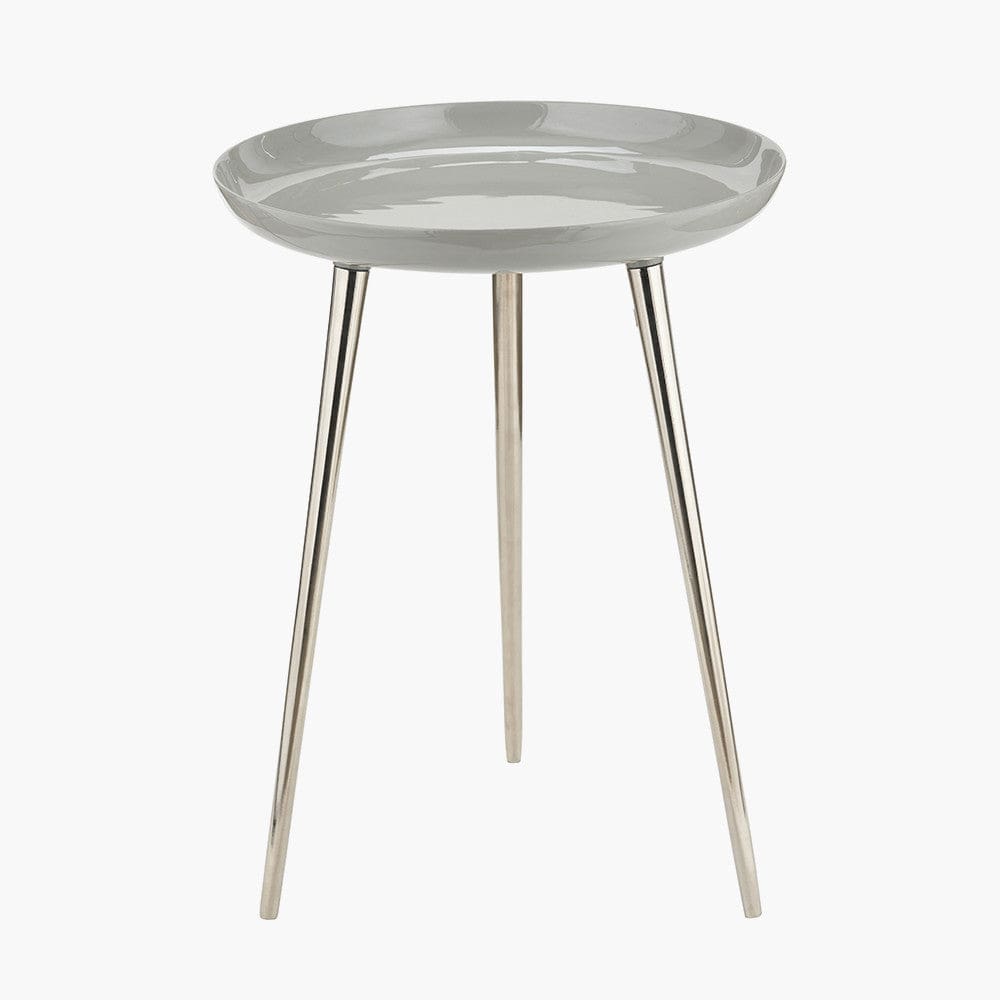 Pacific Lifestyle Living Seline Grey Enamel and Silver Metal Side Table House of Isabella UK