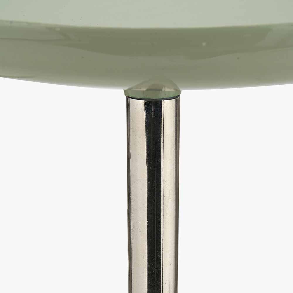Seline Sage Enamel and Silver Metal Side Table.