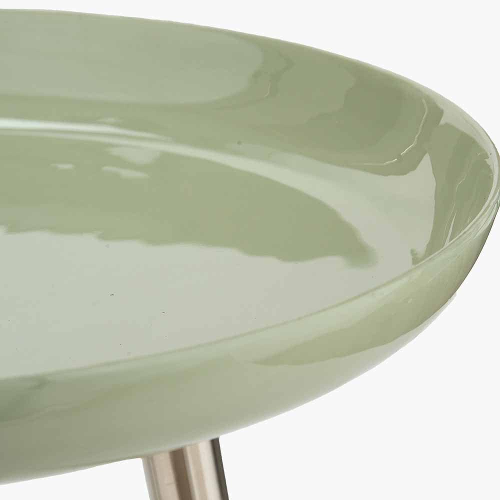 Seline Sage Enamel and Silver Metal Side Table.
