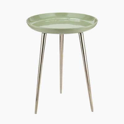 Pacific Lifestyle Living Seline Sage Enamel and Silver Metal Side Table House of Isabella UK