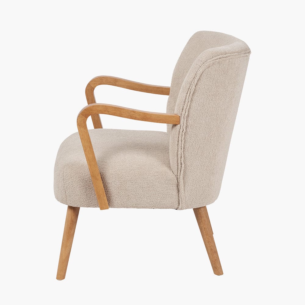 Sennori Taupe Teddy Fabric and Rubber Wood Occasional Chair.